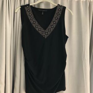 Jersey embellished neck ladies shell